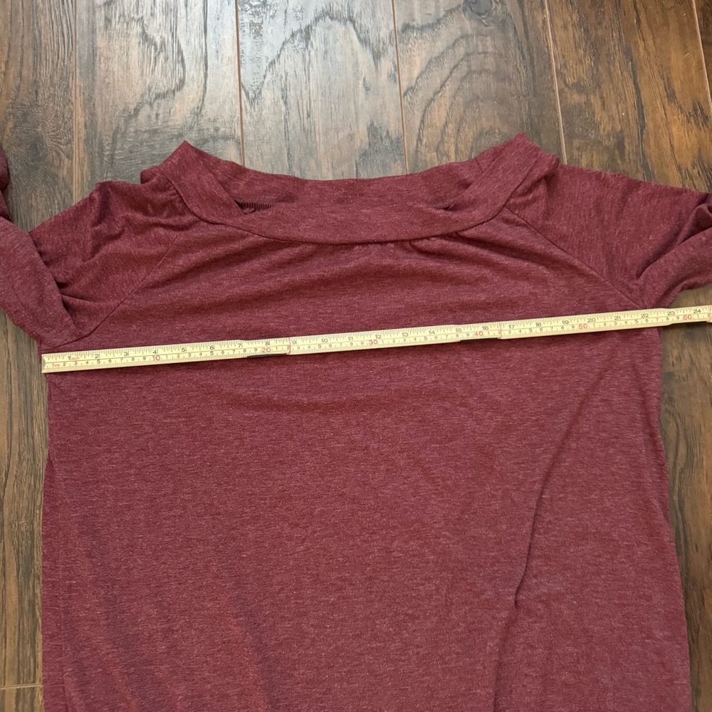 Halife XLWine Red Long Sleeve Boat Neck Off Shoulder Blouse - Picture 5 of 8
